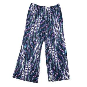 The Look Women's Multicolor Geometric Wide-Leg Pants Size L Tropical Resortwear